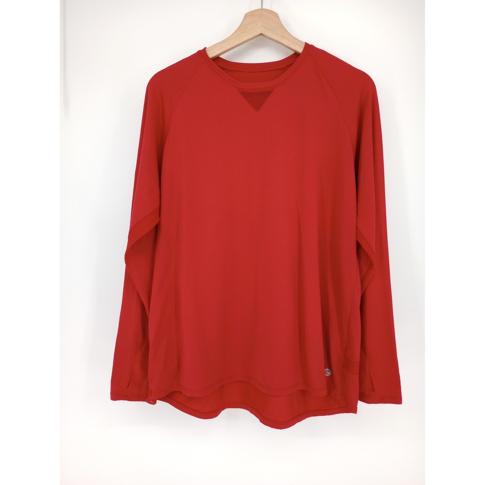 Bette & Court Activewear Top Womens XL Red Long Sleeve Mesh Trim